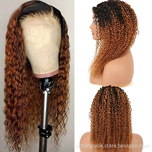 Uniky 1B/30 Lace Front Wig Human Hair Ombre Lace Front Wigs Human Hair Pre Plucked Afo Kinky Curly Lace Closure